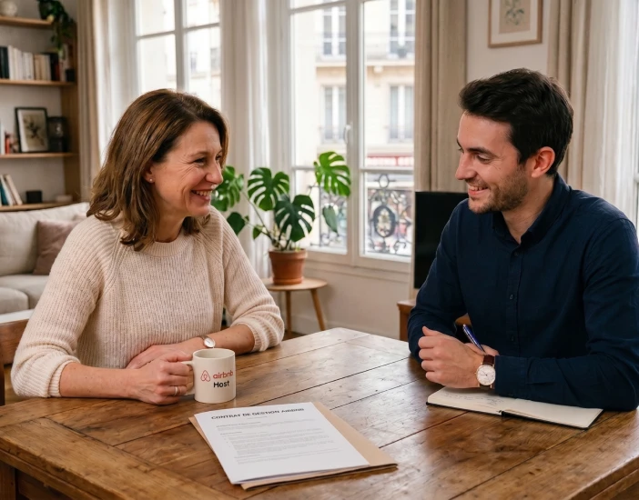 Gestion de location Airbnb avec une commission fixe à 24% par la conciergerie Hestia Prestige